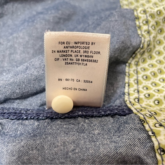 Anthropologie HD in Paris Ivory Chambray Lace and Denim Dress Country Size 8 - Picture 11 of 15